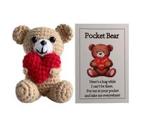 Plush Toy - Heart-Shaped Crocheted Pocket Doll | Valentine's Day Knitted Bear Gift Birthday Keychain Huggable Cute Decorative Toy For Kids Adults