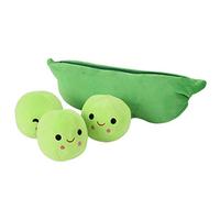 Plush Toy Pea Pod Plush Toy Set, Soft Throw Pillow Stuffed Kids Gift, 9.84 Inch Pea-shaped Pillow with 3 Removable Plush Peas Included (Green #53)