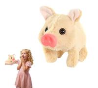 Plush Toy Pig with Sounds, Walking Piggy Pet Interactive Crawling Piglet, Oink Twitch Nose Wag Tail Piggy Toy, Funny Interactive Sensory Educational Toy, Christmas Birthday Gifts for Toddler (Brown)