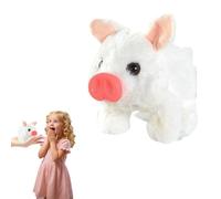 Plush Toy Pig with Sounds, Walking Piggy Pet Interactive Crawling Piglet, Oink Twitch Nose Wag Tail Piggy Toy, Funny Interactive Sensory Educational Toy, Christmas Birthday Gifts for Toddler (White)