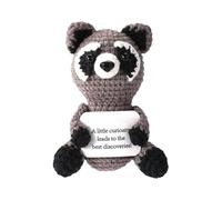 Plush Toy - Raccoon Crochet - Motivating Card Included, Office Home Decoration Shelf Bedside Table