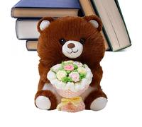 Plush Toys, Cute Cuddly Doll with Bouquet, Valentine's Day Stuffed Toy, for Mother, Christmas, Birthday, Wedding, Valentine's Day