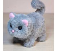 Plush Toys Electronic Toy Cat, Bring Endless Joy and Warmth, Realistic Cat Stuffed Animal, That Acts Like a Real Cats, That Walks, Meows & Tail Wagging blue