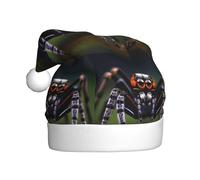 Plush Tropical rainforest spiders Christmas Hat, festive costume accessory, soft to the touch, perfect for Christmas and holiday parties.