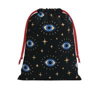 Plush Turkey Evil Eye Christmas Drawstring Present Bags Large Size, Soft Velvet Goodie Bags With Red Ribbon Closure For Holiday Party Favors And Present Wrapping