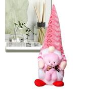 Plush Valentines Gnomes - Faceless Knit Dolls Decor, Romantic Accent | Soft Plush Rose Table Decor for Bedroom, Living Space, Writer's Shelf