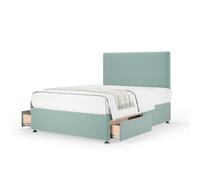 Plush Velvet 2 Drawer Divan Base And Plain Headboard Bedmaster Duck Egg Blue Super King