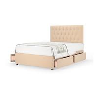 Plush Velvet 4 Drawer Divan Base And Button Headboard Bedmaster Natural Double