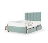 Plush Velvet 4 Drawer Divan Base And Square Headboard Bedmaster Duck Egg Blue King