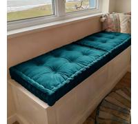 Plush Velvet Bench Cushion for Indoor Use 10cm Thick Tufted Window Seat Pad with Handle Perfect for Bay Window Piano Dining Chairs - 190x60cm NO7