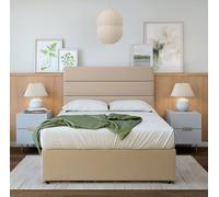 Plush Velvet Divan Base And Lined Headboard Bedmaster Natural Super King