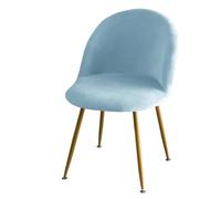 Plush Velvet Elastic Dining Chair Cover - Soft Low Back Slipcover for Home & Hotel, Solid Color A3 Sky Blue, Durable Duckbill Design, 1PC Makeup Chair Protector