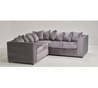 Plush Velvet Grey Duel Arm Large Corner Sofa