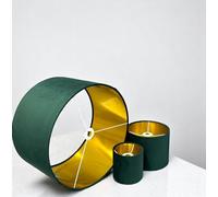 Plush Velvet Lampshade for Ceiling Shade, Table, Floor Lampshade with Brushed Gold Lining Handmade in The UK. (Emerald, Diameter 45 x 24cm Height)