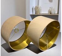 Plush Velvet Lampshade for Ceiling Shade, Table, Floor Lampshade with Brushed Gold Lining Handmade in The UK. (Beige, Diameter 30 x 20cm Height)