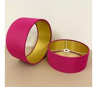 Plush Velvet Lampshade for Ceiling Shade, Table, Floor Lampshade with Brushed Gold Lining Handmade in The UK. (Hot Pink, Diameter 40 x 24cm Height)