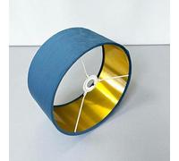 Plush Velvet Lampshade for Ceiling Shade, Table, Floor Lampshade with Brushed Gold Lining Handmade in The UK. (Midnight, Diameter 20 x 20cm Height)