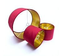 Plush Velvet Lampshade for Ceiling Shade, Table, Floor Lampshade with Brushed Gold Lining Handmade in The UK. (Red, Diameter 30 x 20cm Height)