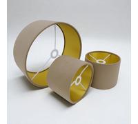 Plush Velvet Lampshade for Ceiling Shade, Table, Floor Lampshade with Brushed Gold Lining Handmade in The UK. (Latte, Diameter 45 x 28cm Height)