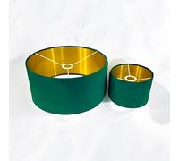 Plush Velvet Lampshade for Ceiling Shade, Table, Floor Lampshade with Brushed Gold Lining Handmade in The UK. (Forest Green, Diameter 35 x 22cm Height)