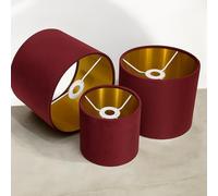 Plush Velvet Lampshade for Ceiling Shade, Table, Floor Lampshade with Brushed Gold Lining Handmade in The UK. (Burgundy, Diameter 40 x 28cm Height)