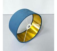 Plush Velvet Lampshade for Ceiling Shade, Table, Floor Lampshade with Brushed Gold Lining Handmade in The UK. (Midnight, Diameter 40 x 24cm Height)