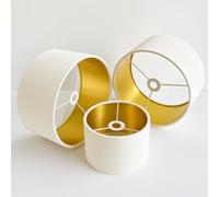 Plush Velvet Lampshade for Ceiling Shade, Table, Floor Lampshade with Brushed Gold Lining Handmade in The UK. (Ivory, Diameter 35 x 22cm Height)