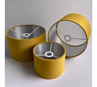 Plush Velvet Lampshade for Ceiling Shade, Table, Floor Lampshade with Brushed Silver Lining Handmade in The UK (Mustard,Diameter 40 x 28cm Height