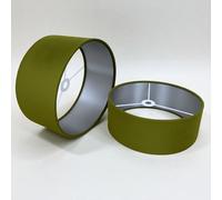 Plush Velvet Lampshade for Ceiling Shade, Table, Floor Lampshade with Brushed Silver Lining Handmade in The UK (Olive,Diameter 50 x 24cm Height