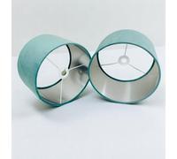Plush Velvet Lampshade for Ceiling Shade, Table, Floor Lampshade with Brushed Silver Lining Handmade in The UK (Duck Egg,Diameter 25 x 20cm Height