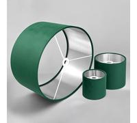 Plush Velvet Lampshade for Ceiling Shade, Table, Floor Lampshade with Brushed Silver Lining Handmade in The UK (Forest Green,Diameter 30 x 20cm Height