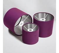 Plush Velvet Lampshade for Ceiling Shade, Table, Floor Lampshade with Brushed Silver Lining Handmade in the UK (Plum,Diameter 40 x 28cm Height