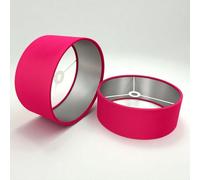 Plush Velvet Lampshade for Ceiling Shade, Table, Floor Lampshade with Brushed Silver Lining Handmade in The UK (Hot Pink, Diameter 20 x 20cm Height)
