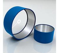 Plush Velvet Lampshade for Ceiling Shade, Table, Floor Lampshade with Brushed Silver Lining Handmade in the UK (Blue,Diameter 40 x 28cm Height