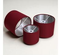 Plush Velvet Lampshade for Ceiling Shade, Table, Floor Lampshade with Brushed Silver Lining Handmade in The UK (Burgundy,Diameter 45 x 24cm Height