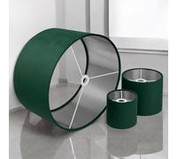 Plush Velvet Lampshade for Ceiling Shade, Table, Floor Lampshade with Brushed Silver Lining Handmade in The UK (Emerald,Diameter 40 x 28cm Height