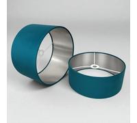 Plush Velvet Lampshade for Ceiling Shade, Table, Floor Lampshade with Brushed Silver Lining Handmade in The UK. (Teal, Diameter 35 x 22cm Height)