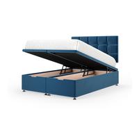 Plush Velvet Ottoman Divan Base And Square Headboard Bedmaster Blue Double