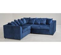 Plush Velvet Royal Blue Duel Arm Large Corner Sofa