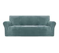 Plush Velvet Sofa Cover with Non-Slip rts, Super Soft & Stretchy, Washable Armchair Cover for Living Room, Single Seat, White