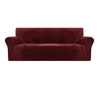 Plush Velvet Sofa Cover with Non-Slip rts, Ultra Soft & Stretchable, Machine Washable, for Living Room, Armchair/Single Seat, White