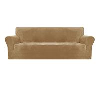 Plush Velvet Sofa Cover with Non-Slip rts, Ultra Soft & Stretchable, Machine Washable for Living Room, Chair/Single Seat, White