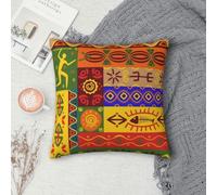 Plush Velvet Square Throw Pillow Cover For Couch & Bed, African National Patterns, Decorative Cushion Case For Sofa, Farmhouse Throw Pillow Sham, Modern Aesthetic Home Accent For Living Room Bedroom