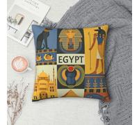 Plush Velvet Square Throw Pillow Cover For Couch & Bed, Ancient Egypt Tribe Series, Decorative Cushion Case For Sofa, Farmhouse Throw Pillow Sham, Modern Aesthetic Home Accent For Living Room Bedroom