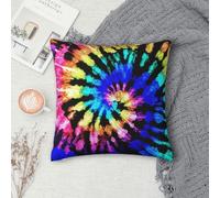 Plush Velvet Square Throw Pillow Cover For Couch & Bed, Exotic Tribe Tie Dye Style, Decorative Cushion Case For Sofa, Farmhouse Throw Pillow Sham Modern Aesthetic Home Accent For Living Room Bedroom