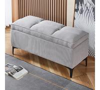 Plush Velvet Storage Ottoman for Bed End Multi-Functional Footrest Cube Bench for Living Room Hallway Entryway Bedroom (60x40x45CM Light Color)
