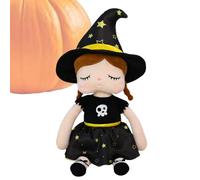 Plush Witch Girl - Cute Cartoon Stuffed Doll, Soft Decorative Figure, Festive Collectible Toy, Charming Display Ornament | Halloween Shelf Desk Decoration For Children Room Indoor Travel Play