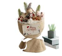 Plush with Christmas Bouquet, Hand Woven Christmas Bouquet, Snowman Doll Bouquets Decoration, Contains Pine Cones, Berries, Pine Needles, Add a Warm and Romantic Touch to Holiday