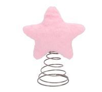 Plush Xmas Tree Topper Star, 16.5cm Diameter, 10cm Base - Adorable Design, Easy Setup, Festive Home and Party Decoration (Pink)