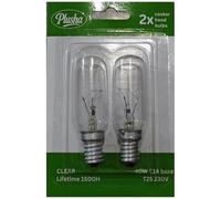 PLUSHA 2 x 40W 240V Cooker Hood Light Bulbs 2700K-[E14 Replacement Universal Small Screw Cap]-T25 for Residential and Commercial Kitchen Lighting